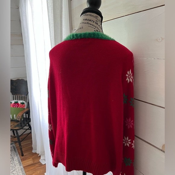 Blizzard Bay Festive Red and Green Women's Christmas Cat Sweater, Large, EUC - Picture 2 of 10